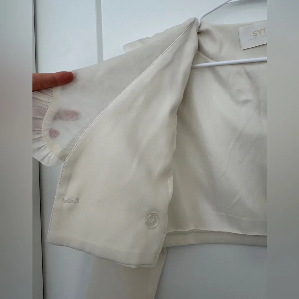 Cream Ruffled Cropped Blazer - Picture 6 of 6